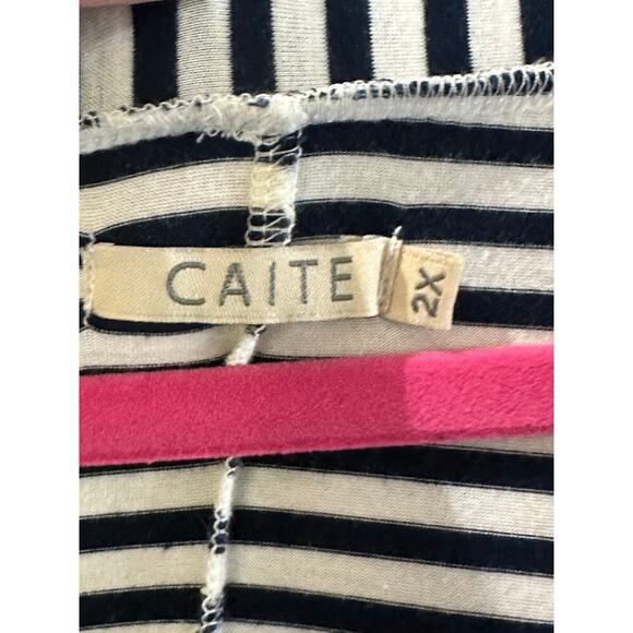 Caite White & Black Striped Floral Embroidery Tunic Mini Dress Size 2X - Picture 3 of 4